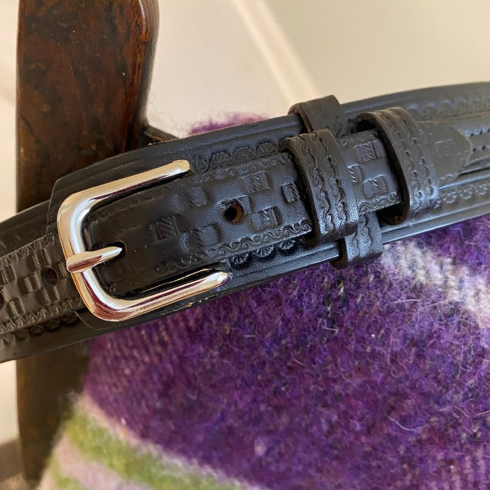 Tooled Leather Western Frontier Belt